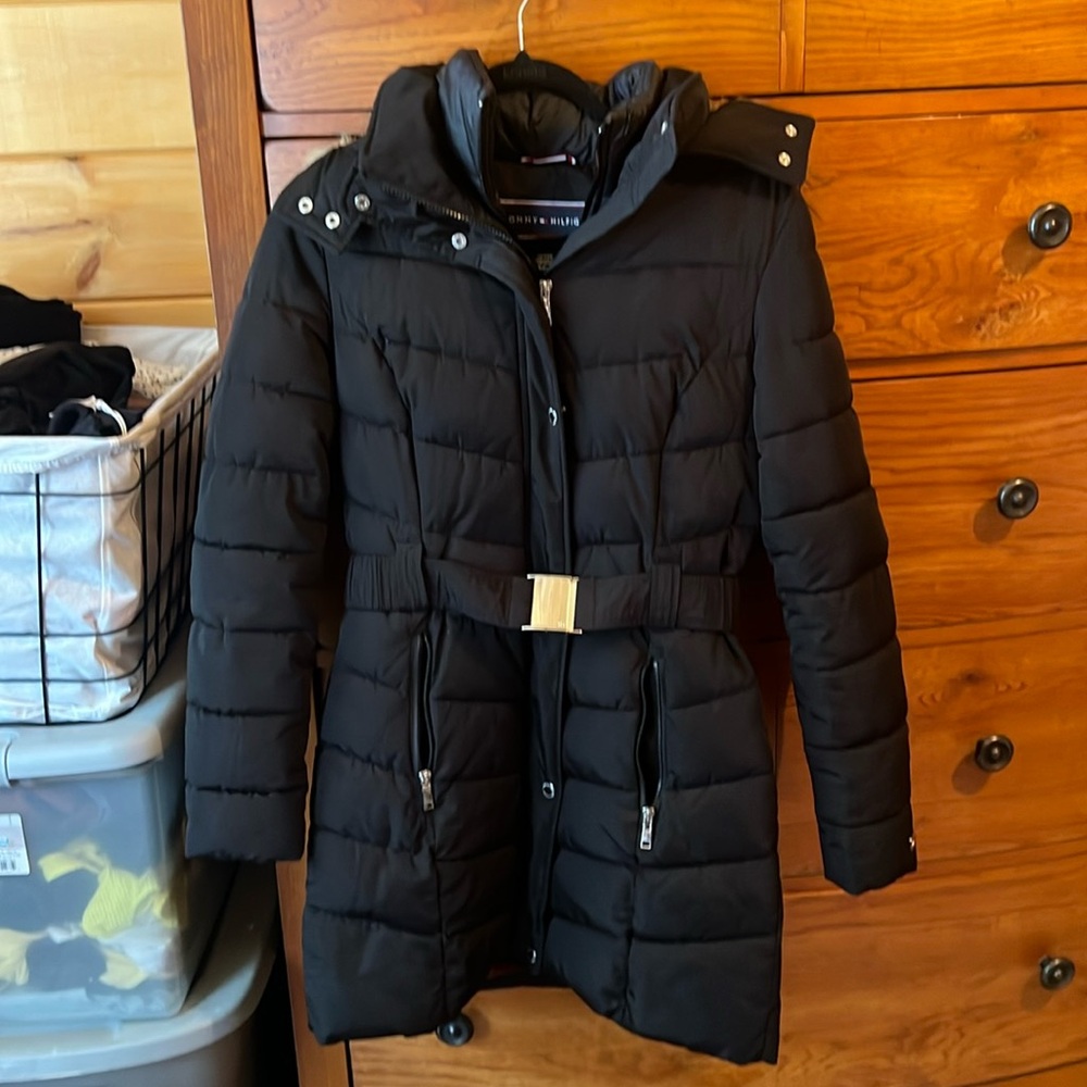 Tommy Hilfiger Double Lined Belted Parka w/ Removable Hood